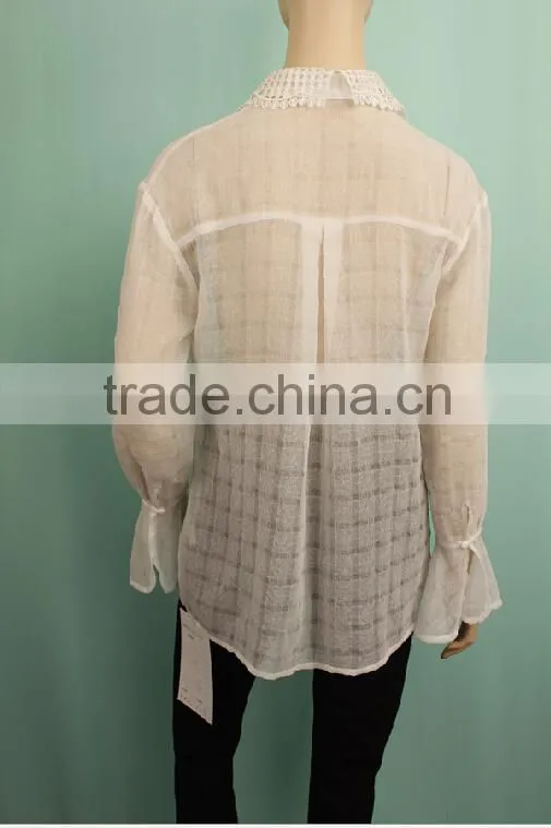 2016 Long sleeve organza ladies office wear designs blouse