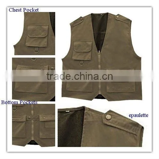 Roomy fit Multi Pockets Fishing Vest with MESH lining Made in China