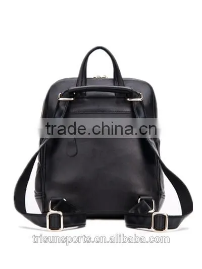 high quality korean style black woman leather leisure backpack