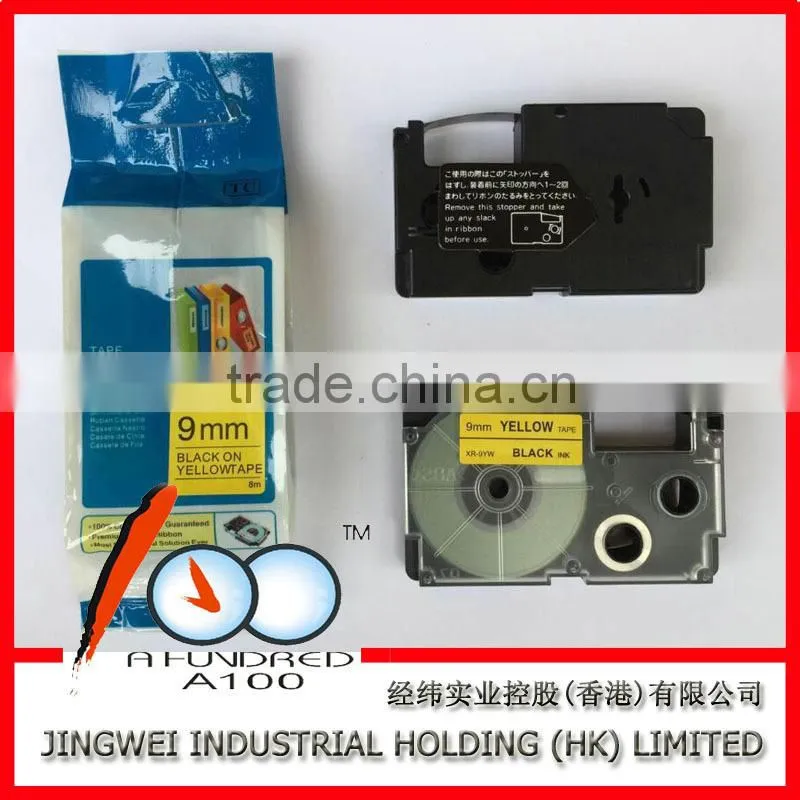 compatible casio label printer tape cartridge black on yellow 12mm XR-12YW