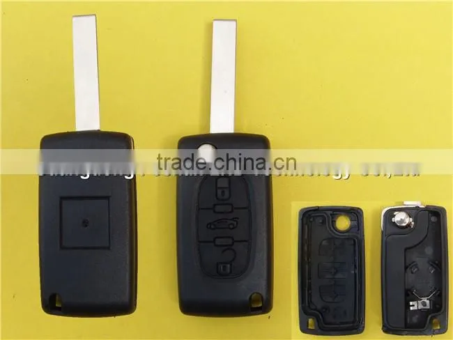 Remote flip folding key fob case 3 buttons for Peugeot 407 CE0536