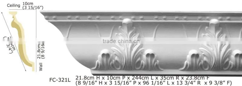 2015 High Quality Good price beautiful luxury Decorative pu Carving Cornice Mouldings