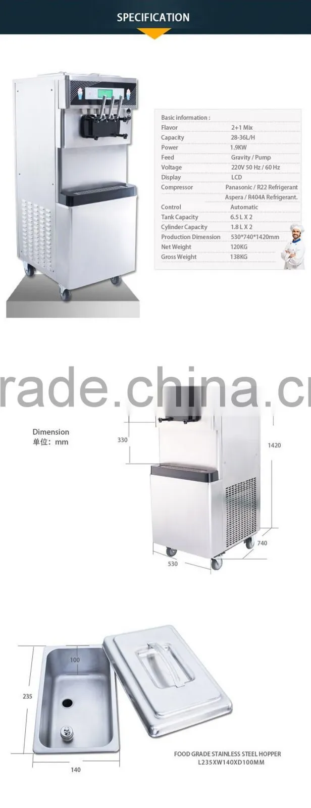 3 Flavor Cheap Soft Ice Cream Cone Machine Price For Sale