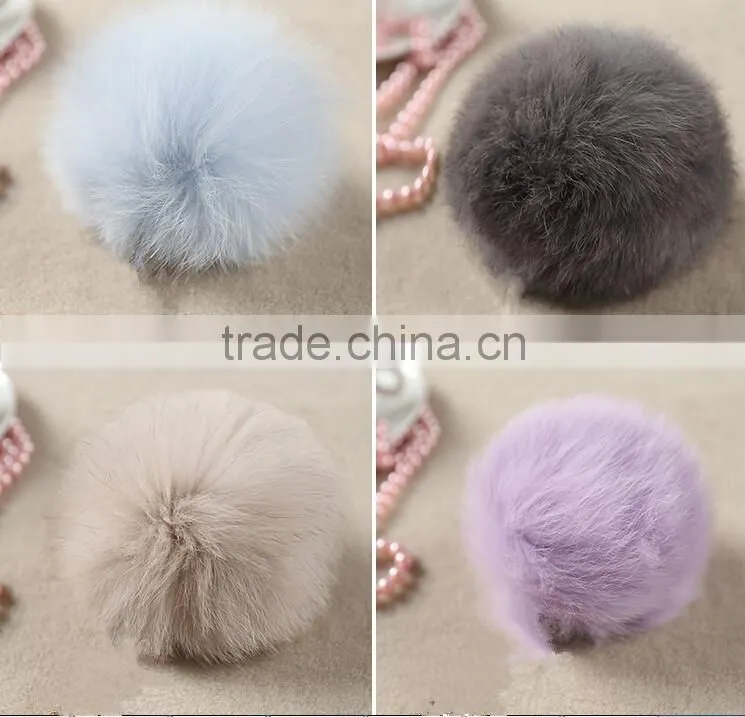 2015 Colorful Dyed Customize Real Fox Fur Pom Poms / Pompom Keychain