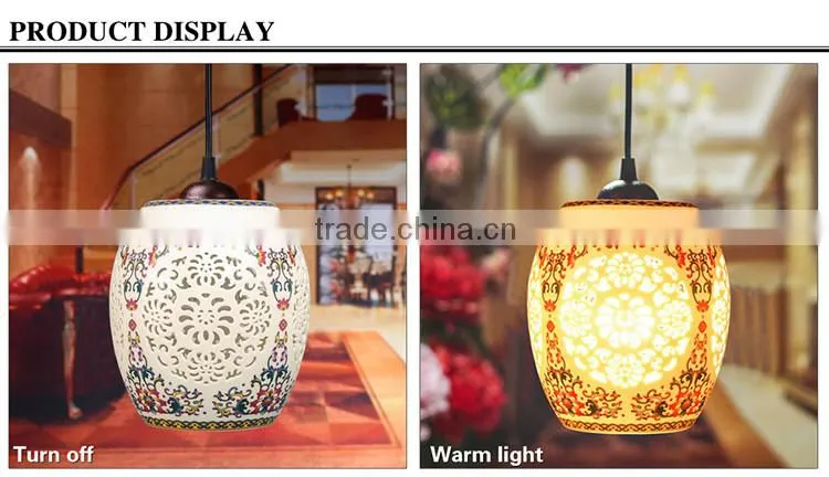 Jingdezhen hollow Pastel ceramic pendan hotel pendant light