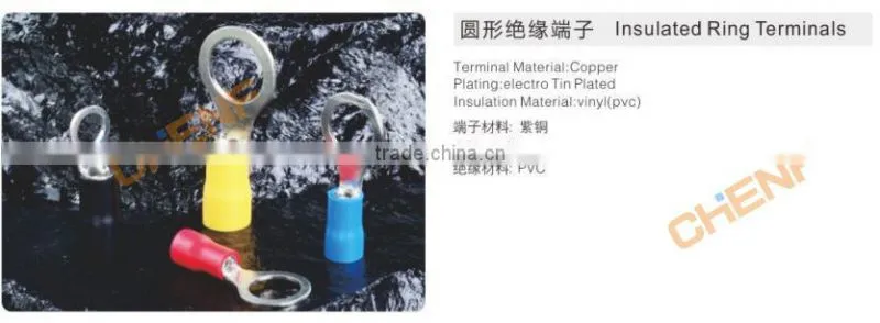 China Manufacture Red Copper Insulated Ring Terminals RV1.25-3.2