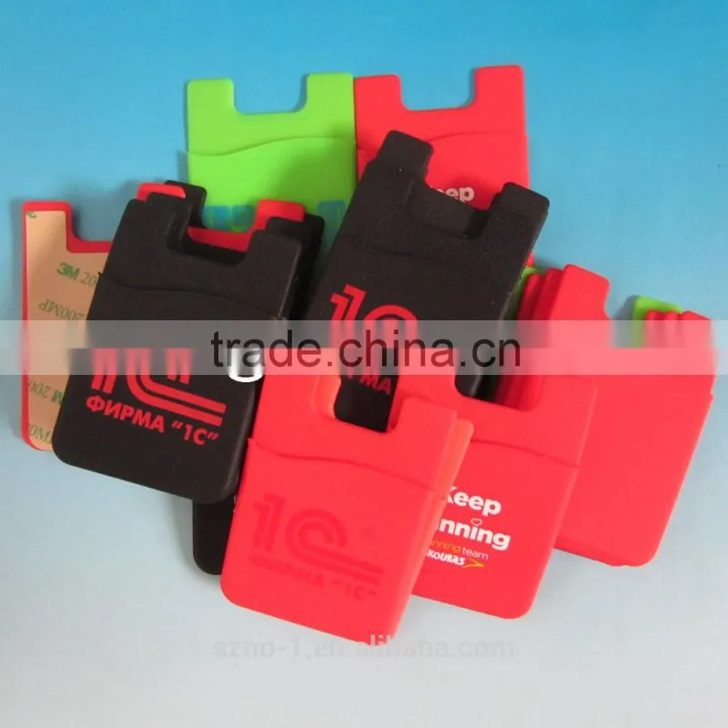 Wholesale customized logo business credit card holder silicone phone pouch
