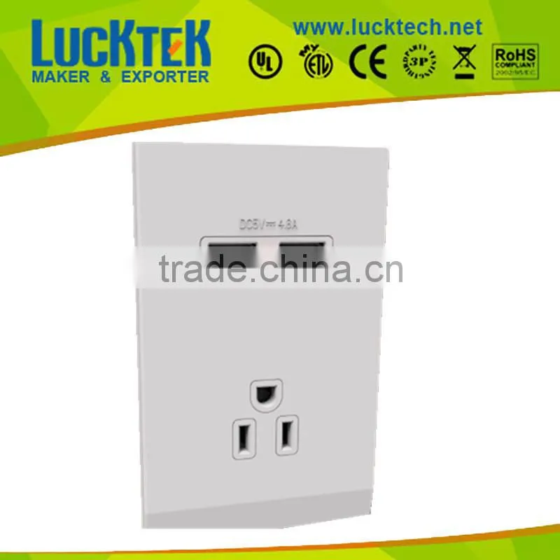 1gangs American Power with 2*USB wall Socket outlet,wall plate faceplate ,wall mount power socket