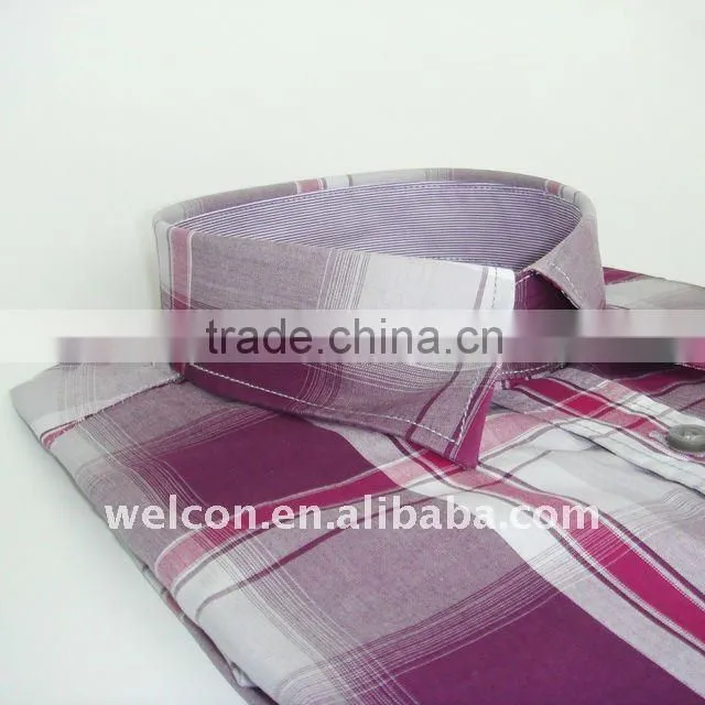 new OEM men's casual classic violet check 100% cotton business shirt