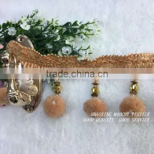 wholesale curtain lace soft ball tassel fringes for home textile accessory