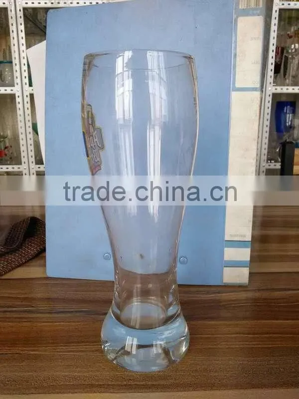 Very Bright Finish Surface Clear & Custom Logo Printing Tall Heavy Base Pilsner