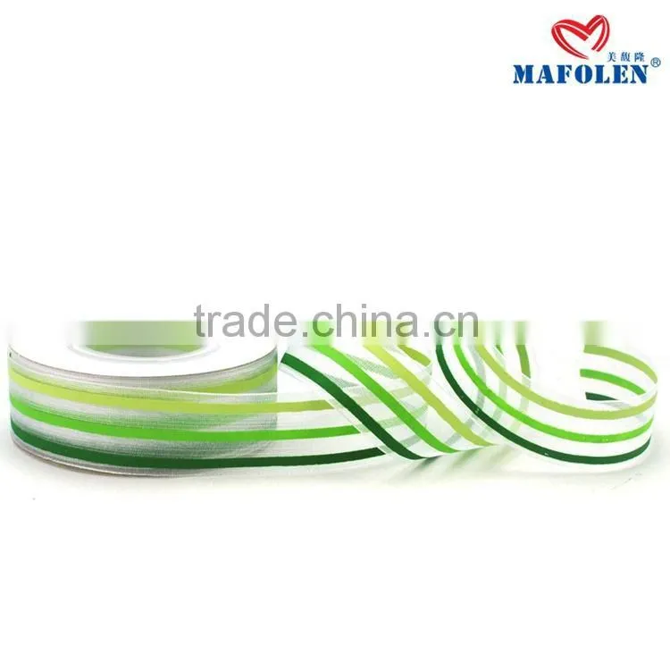 Factory on sale transparent deco poly mesh strape import ogranza lurex ribbon