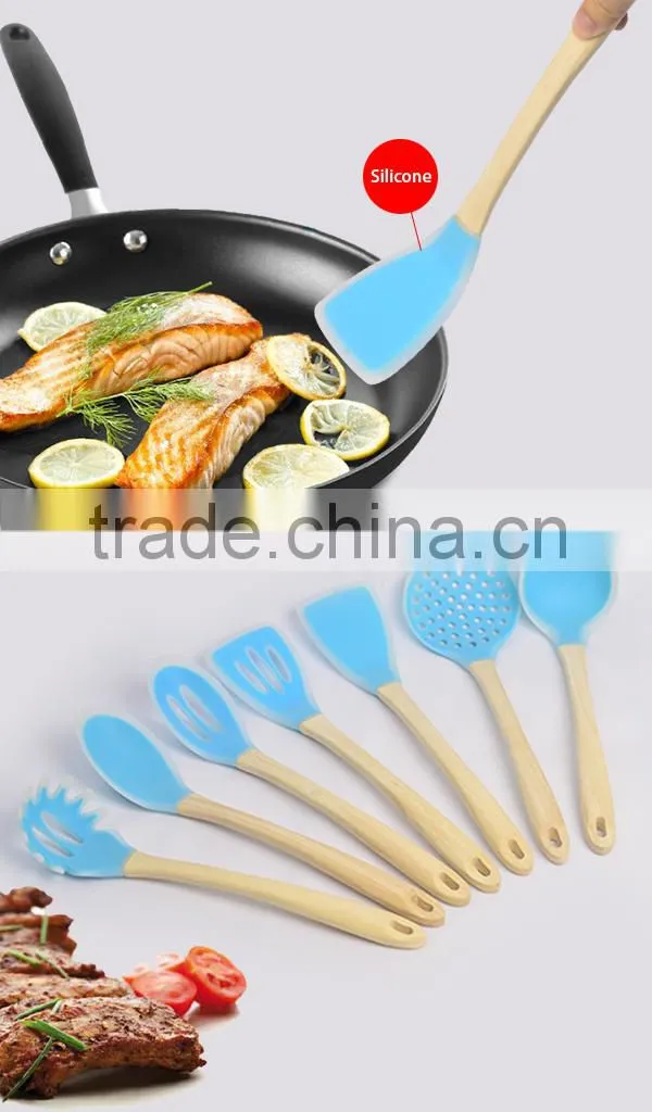Silicone Kitchen Utensils With Wood Handle Of Cooking Utensils With FDA LFGB Certification