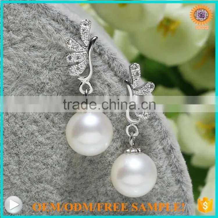 custom S925 silver peacock south sea shell pearl earring