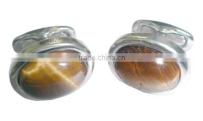 skin-friendly titanium tiger's eye cufflink