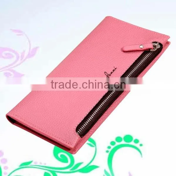 Fancy credit card holder with single zipper design hand purse for ladies