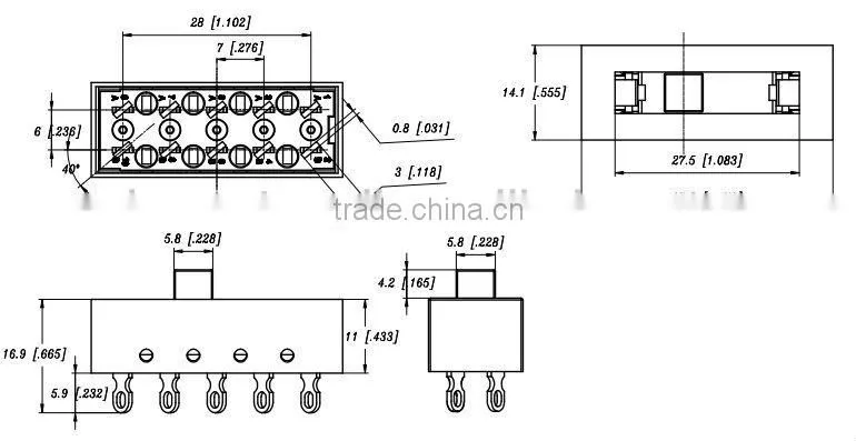 T105 DP4T Slide Switch