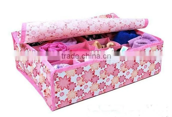 Non-woven fabric storage box, 16 grids soft cover storage box, pink color storage box