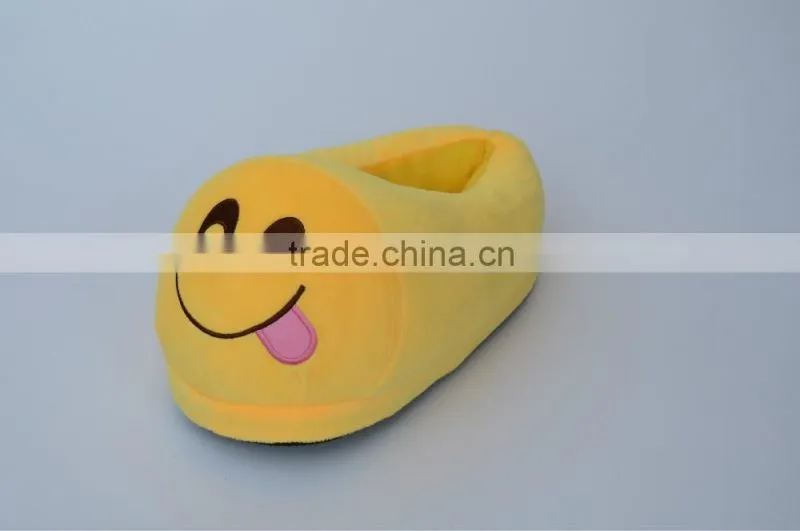 Household indoor warm emoji plush funny bedroom slippers ,QQ expression plush shoes