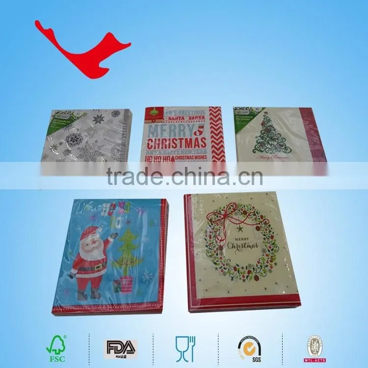 1/4 folded High Quality Colored Tissue Paper Napkin,Christmas tableware