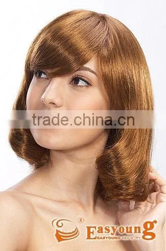 Gold blonde bobo hair wigs for ladies.China hair wigs suppliers