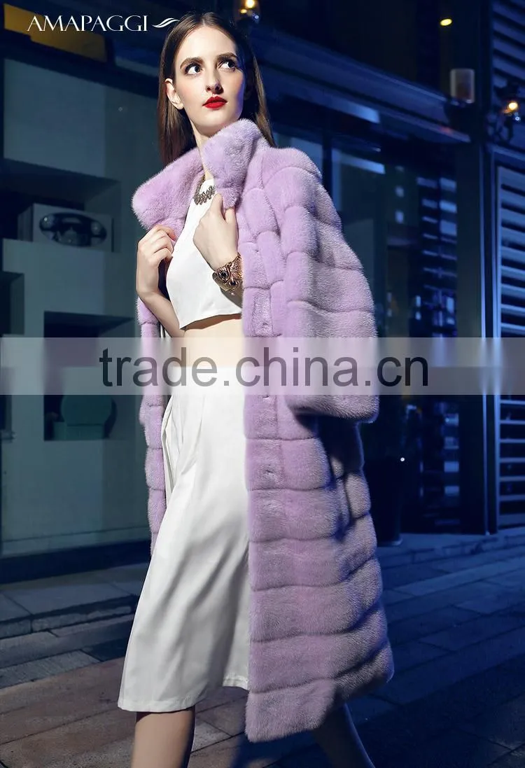 hot sale fashion long mink fur winter coat for overcoat