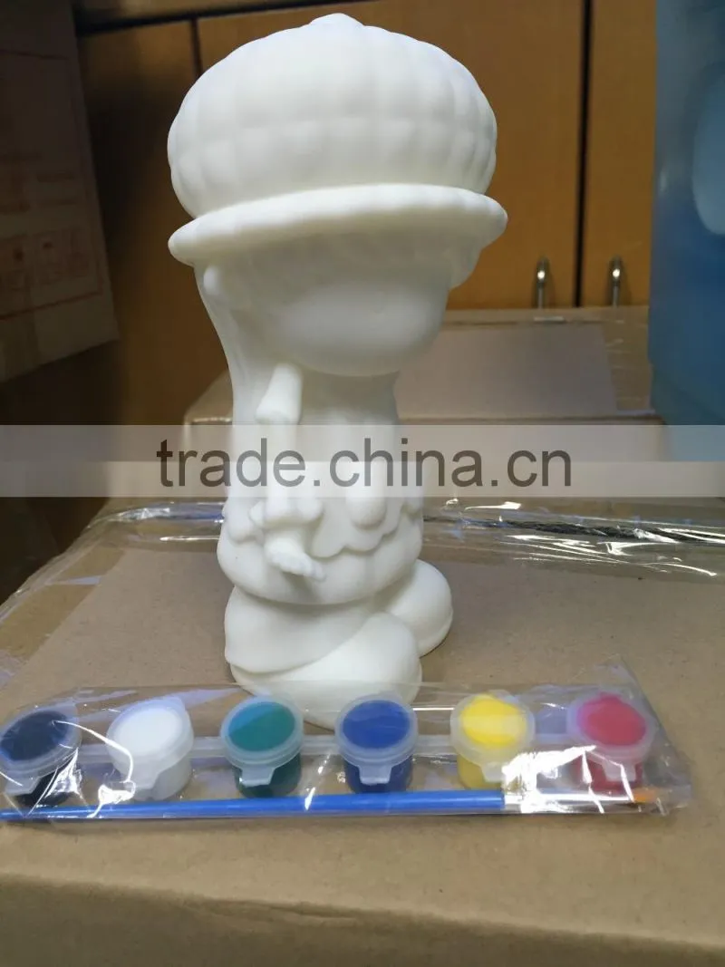 White Little Girl Plastic Toy,DIY Color Painting Toy,Custom Money Box Toy