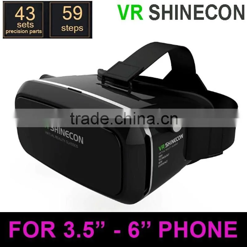 VR Shinecon Virtual Reality 3D Glasses Headset Oculus Rift Head Mount 3D Movies Games Apps 2016 Google Cardboard 2.0