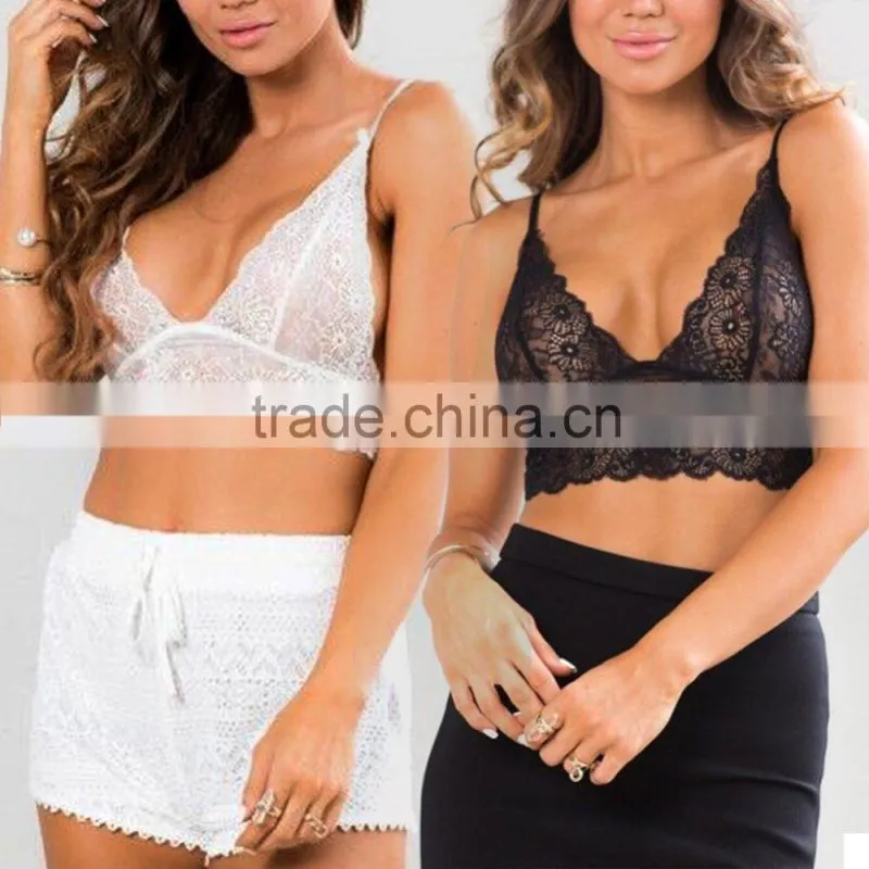Summer Hot Sexy Women's Bra Straps Lace Push Up Hollow Black White