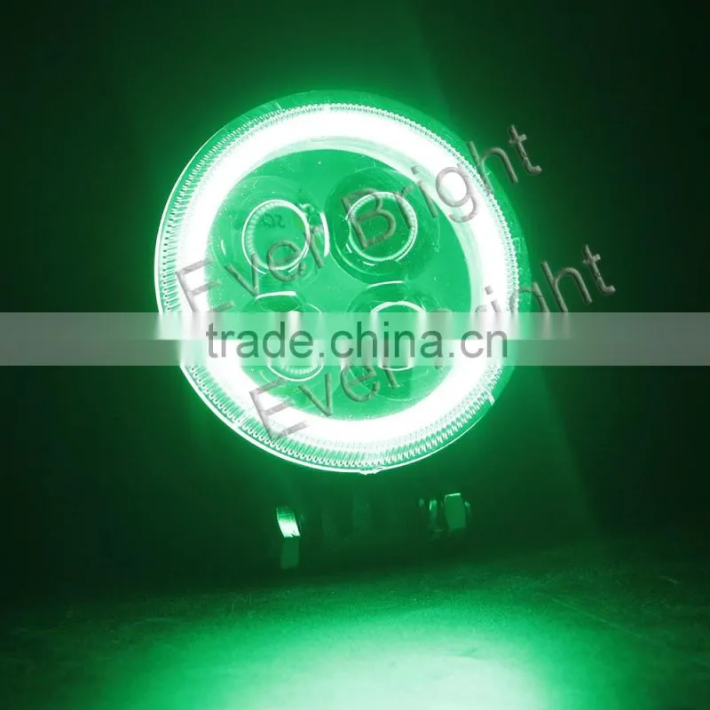 New latest!!! Waterproof Round Hot Sale Motorcycle car Headlight Two Types 12W DC 12V 12w LED work light+ Angel eyes