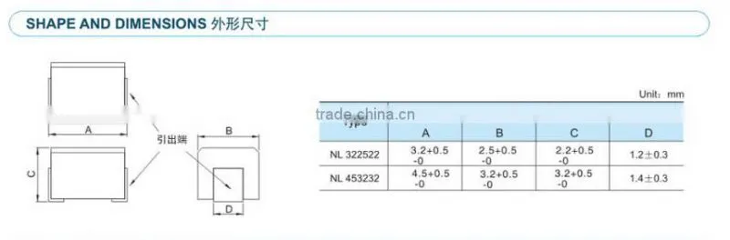 NL 322522 power inductor 100uh/smd ferrite core power inductor