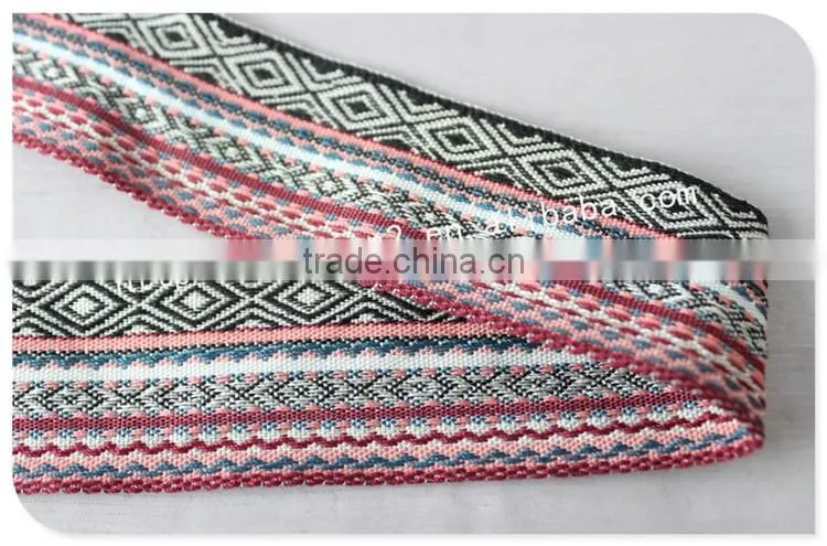Newest design 4cm width yarn dyed ethnic polyester bias tape wholesale
