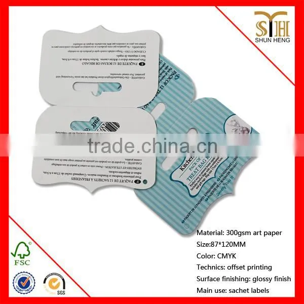 sachet labels and tags