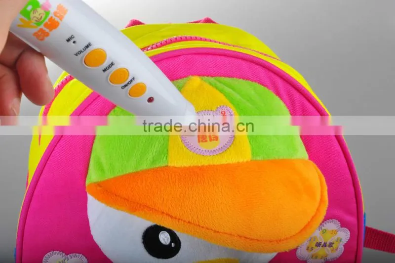 Lovely practical educational Kids school bag with wheels for girls plush child schoolbag