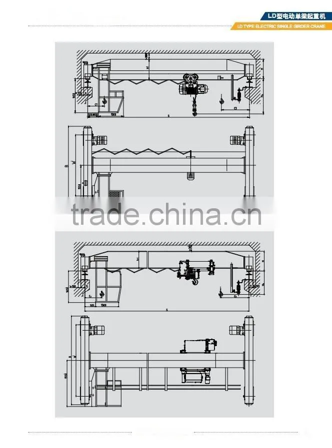 LD LX Single-Girder Electric Overhead Cranes Crane Hometown Safe Driving Brige Crane