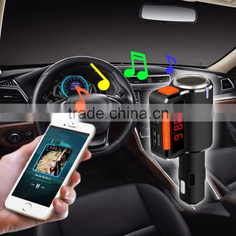 Newest Dual USB 5V 3.1A Bluetooth Handsfree Car MP3 player FM transmitter kit with Cigarette Lighter
