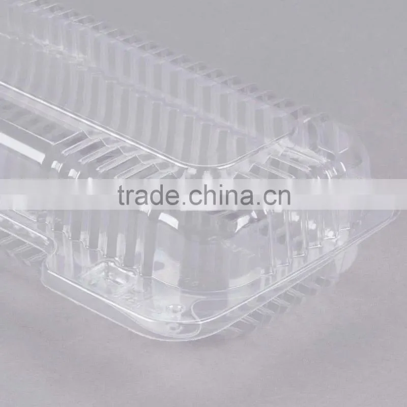 Duralock Clear Hinged Plastic Small Oblong Container, Clamshell Clear Take Out Food Box For Hotdog
