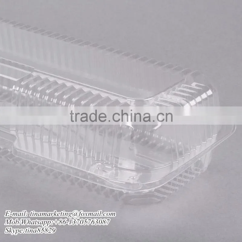 Clear Hinged Plastic Clamshell Food Container, Take Out Packaging Box for Cake, Cookie, Bread, Cheap Price