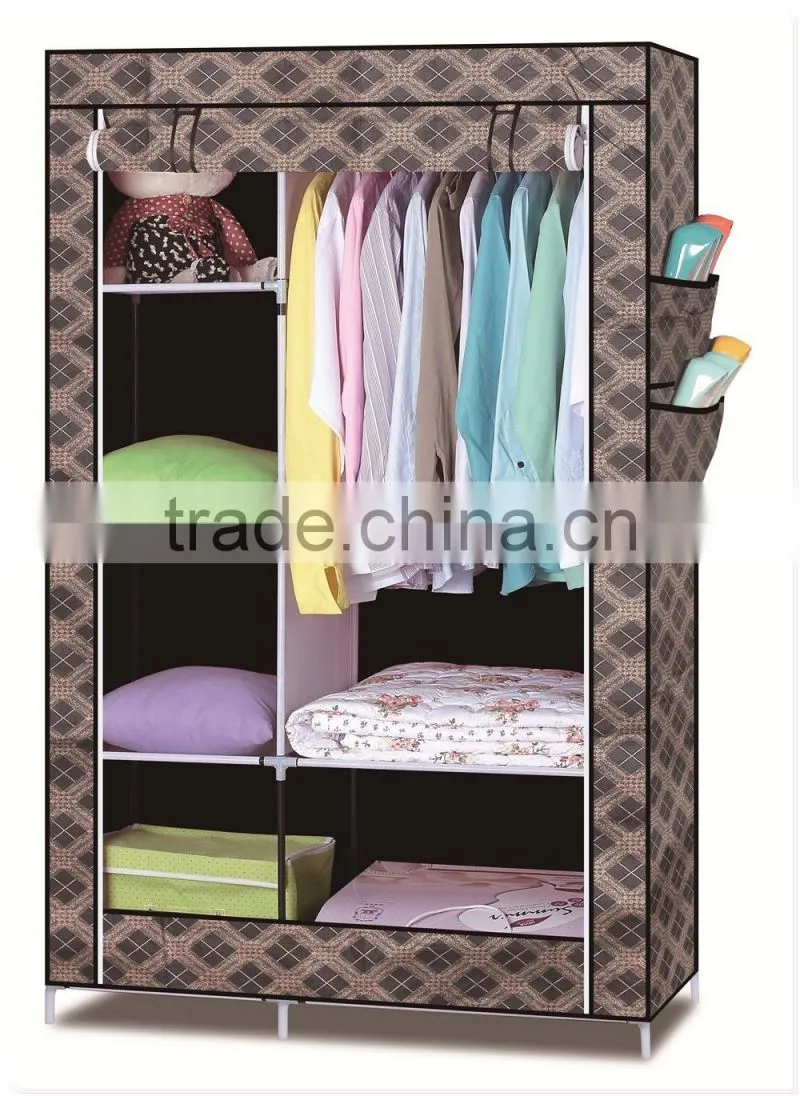 Single Canvas effect Wardrobe Clothes Storage Cabinet