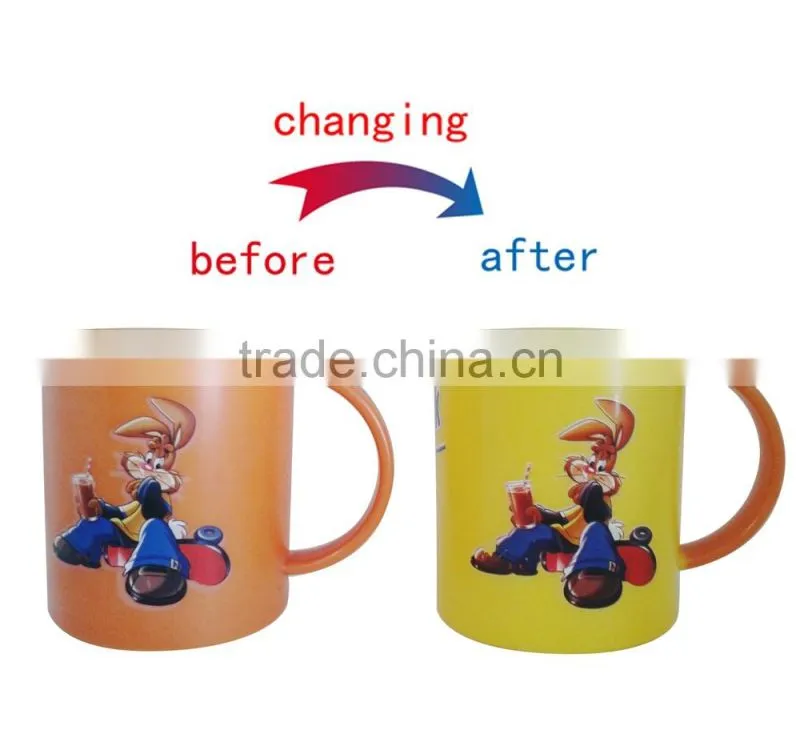 280ml plastic color changing plastic mugs with handles
