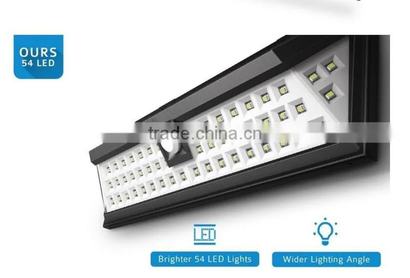 Bright 54LED Solar Power Led Wireless Security Waterproof solar street light for Diveway Patio Garden Path