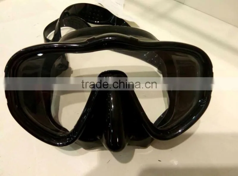 Black silicone tempered full face dive mask, professional diving mask from China(MK-1301)
