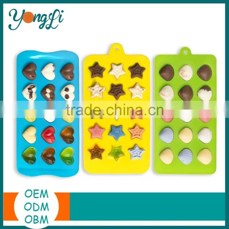 Use for Making Homemade Candy Molds & Ice Cube Trays - Hearts, Stars & Shells Silicone Chocolate Mold