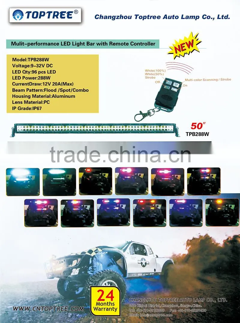 Amber Emergency Warning Light Bar Led Lightbar 50in 288W