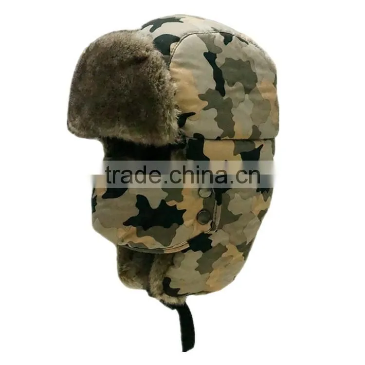 Wholesale camouflage faux fur trapper hat winter earflap cap