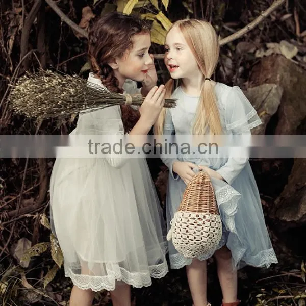 Baby Flower Girls Fall Lace Long Sleeve Chiffon Wedding Dress