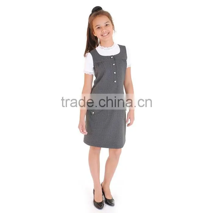 Waiter uniform long grey dress with button