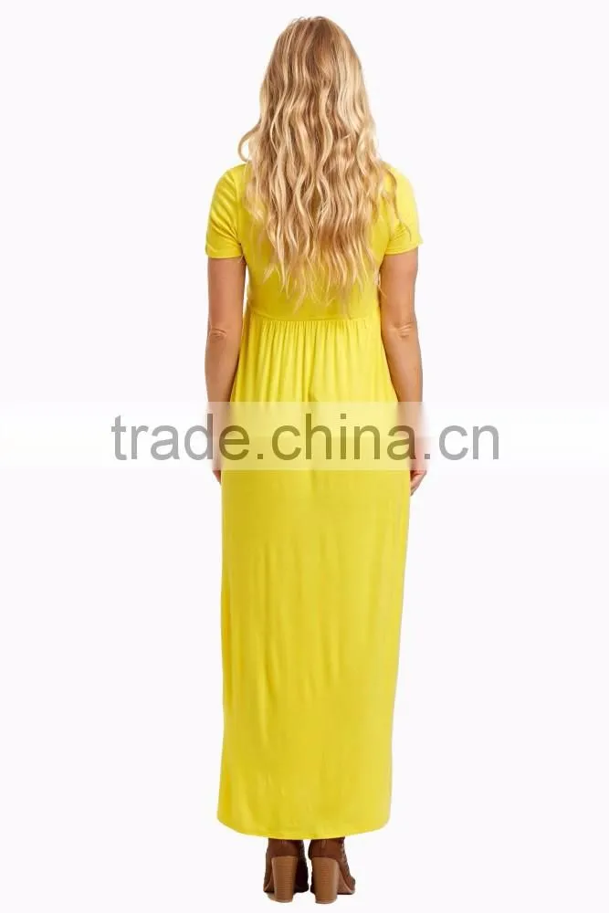 Wholesale solid color short sleeves maternity maxi dress long dress 2016