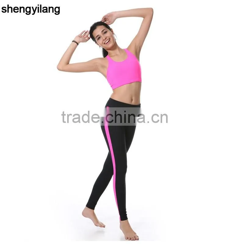 Beautiful fluorescence slim fitness yoga clothes 88% polyester + 15% spandex fitness sportwear yoga suit in guangzhou