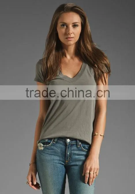 short sleeve casual v neck 100% premium cotton tee shirts